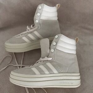 Women’s 5 ADIDAS Gazelle Wonder White High Top Lace Up Platform Sneaker Boot NWT